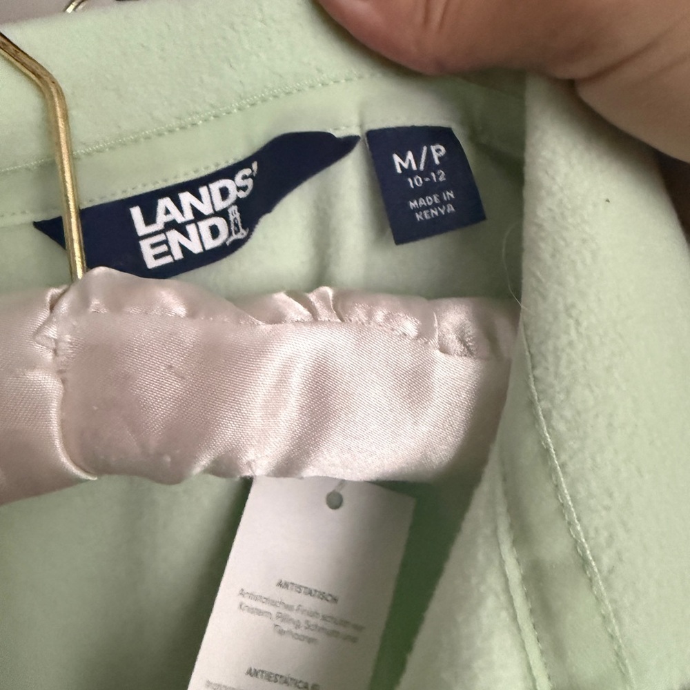 NEW Lands End Light Green Fleece 3/4 Zip Sz Medium/Petite